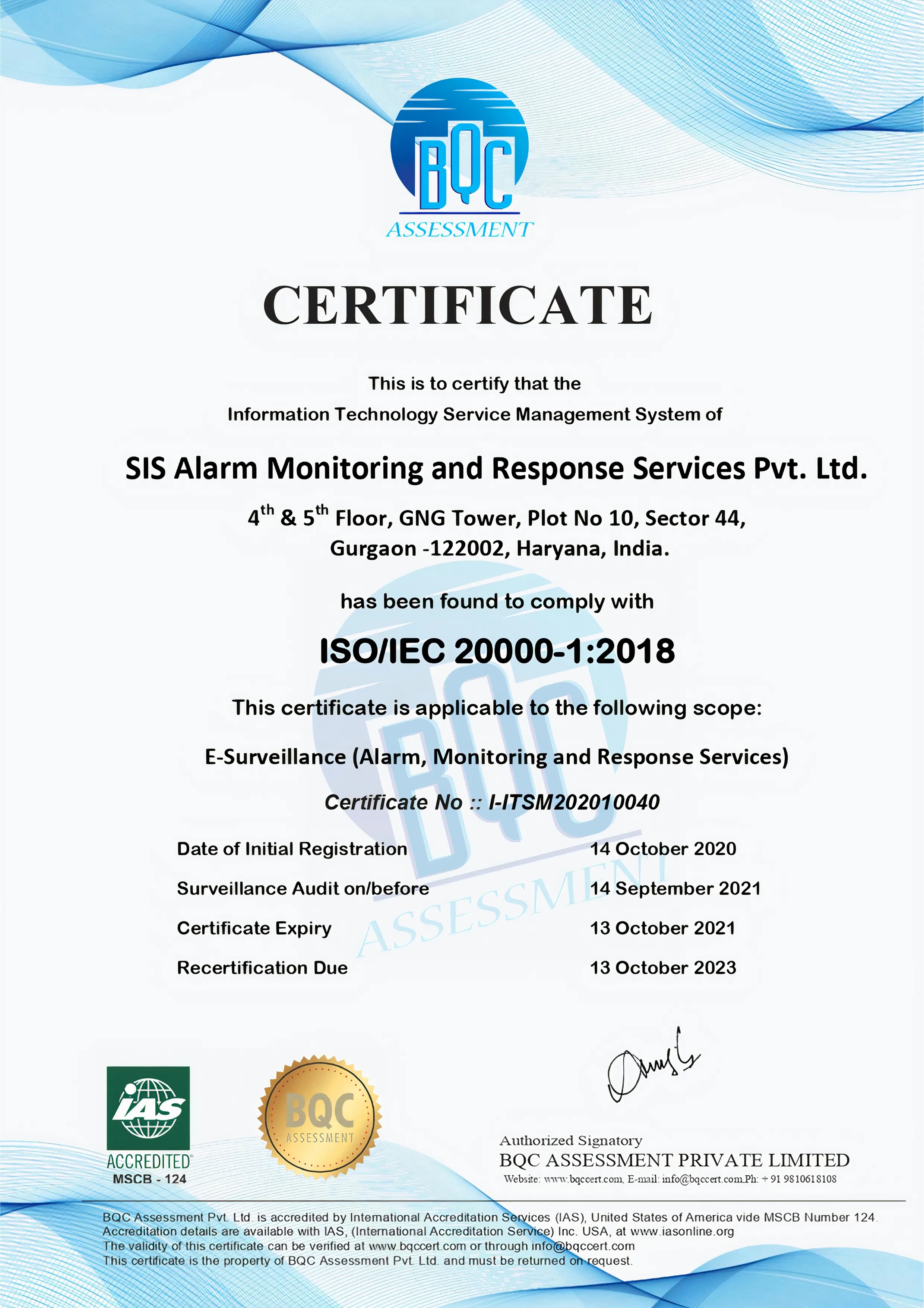 BQC Assessment | ISO/IEC 20000-1:2018