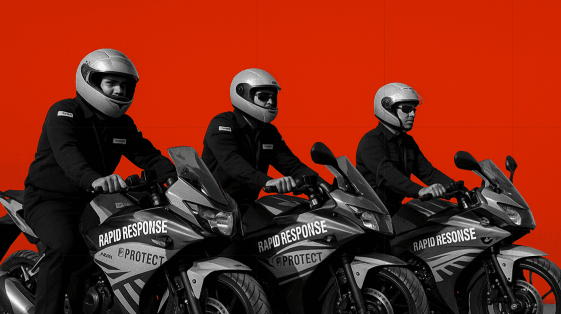 Response - VProtect rapid response officers on branded patrol motorcycles ready for deployment